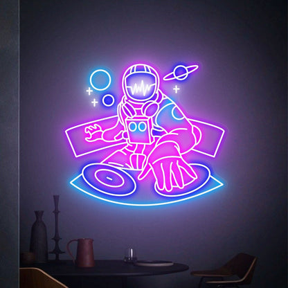 Spaceman Led Neon Sign Dj Astronaut Neon Light Sign Wall - Shineneon