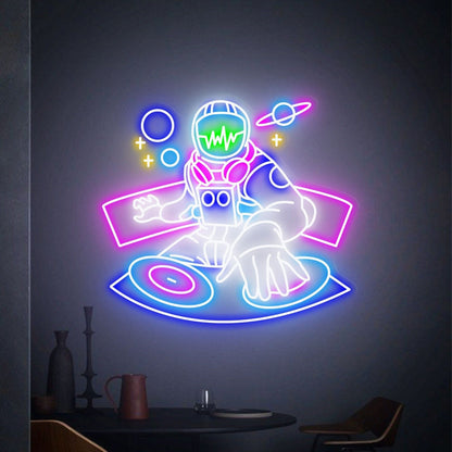 Spaceman Led Neon Sign Dj Astronaut Neon Light Sign Wall - Shineneon