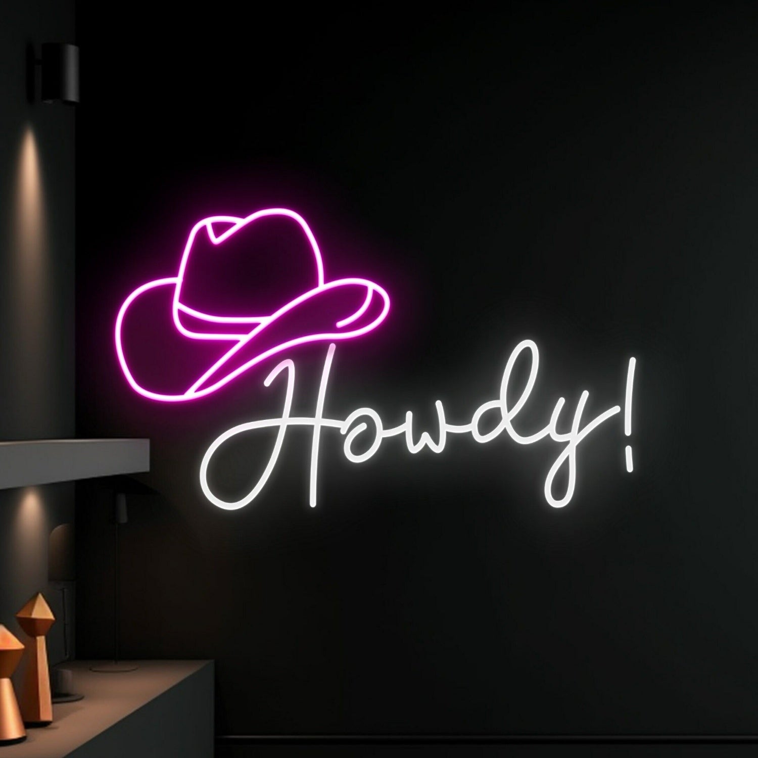 Spaces Howdy Cowboy Hat Led Neon Sign | Shineneon