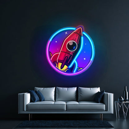Spaceship Rocket Launch Web Galaxy Led Neon Sign Light Custom Led Signs - Shineneon