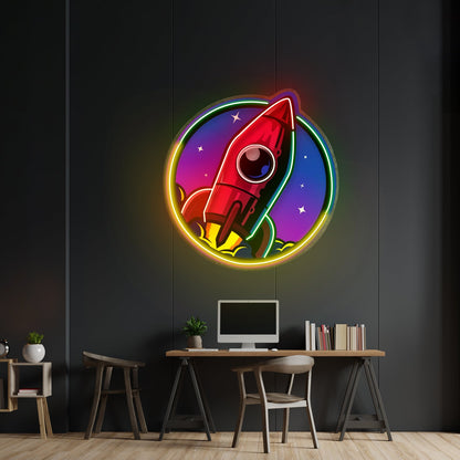 Spaceship Rocket Launch Web Galaxy Led Neon Sign Light Custom Led Signs - Shineneon