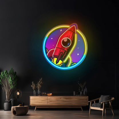 Spaceship Rocket Launch Web Galaxy Led Neon Sign Light Custom Led Signs - Shineneon
