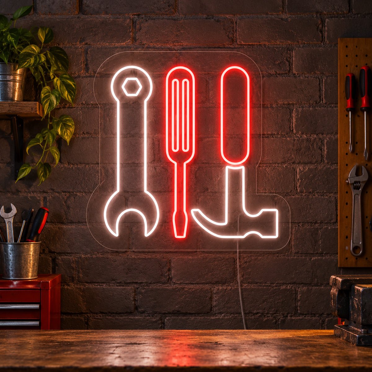 Spanner Hammer Screwdriver Vintage LED Neon Sign Garage Neon Sign - Shineneon