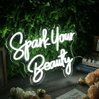 Spark Your Beauty White Led Neon Sign - Shineneon