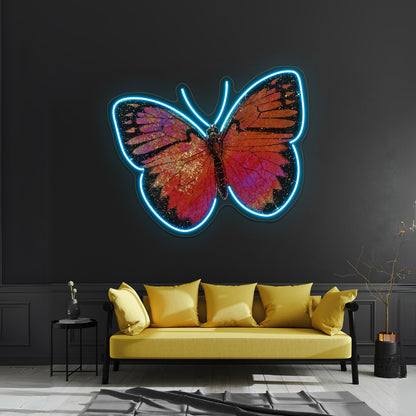 Sparkly Red Butterfly Wall Artwork Neon Signs