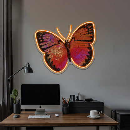 Sparkly Red Butterfly Wall Artwork Neon Signs