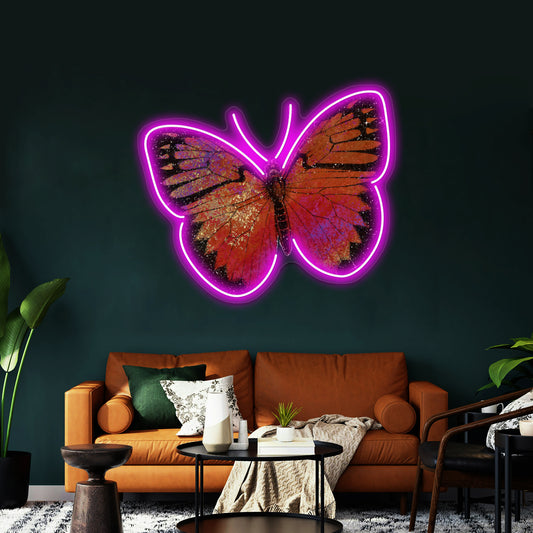 Sparkly Red Butterfly Wall Artwork Neon Signs