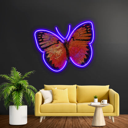 Sparkly Red Butterfly Wall Artwork Neon Signs