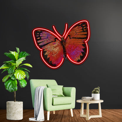 Sparkly Red Butterfly Wall Artwork Neon Signs