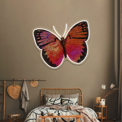 Sparkly Red Butterfly Wall Artwork Neon Signs