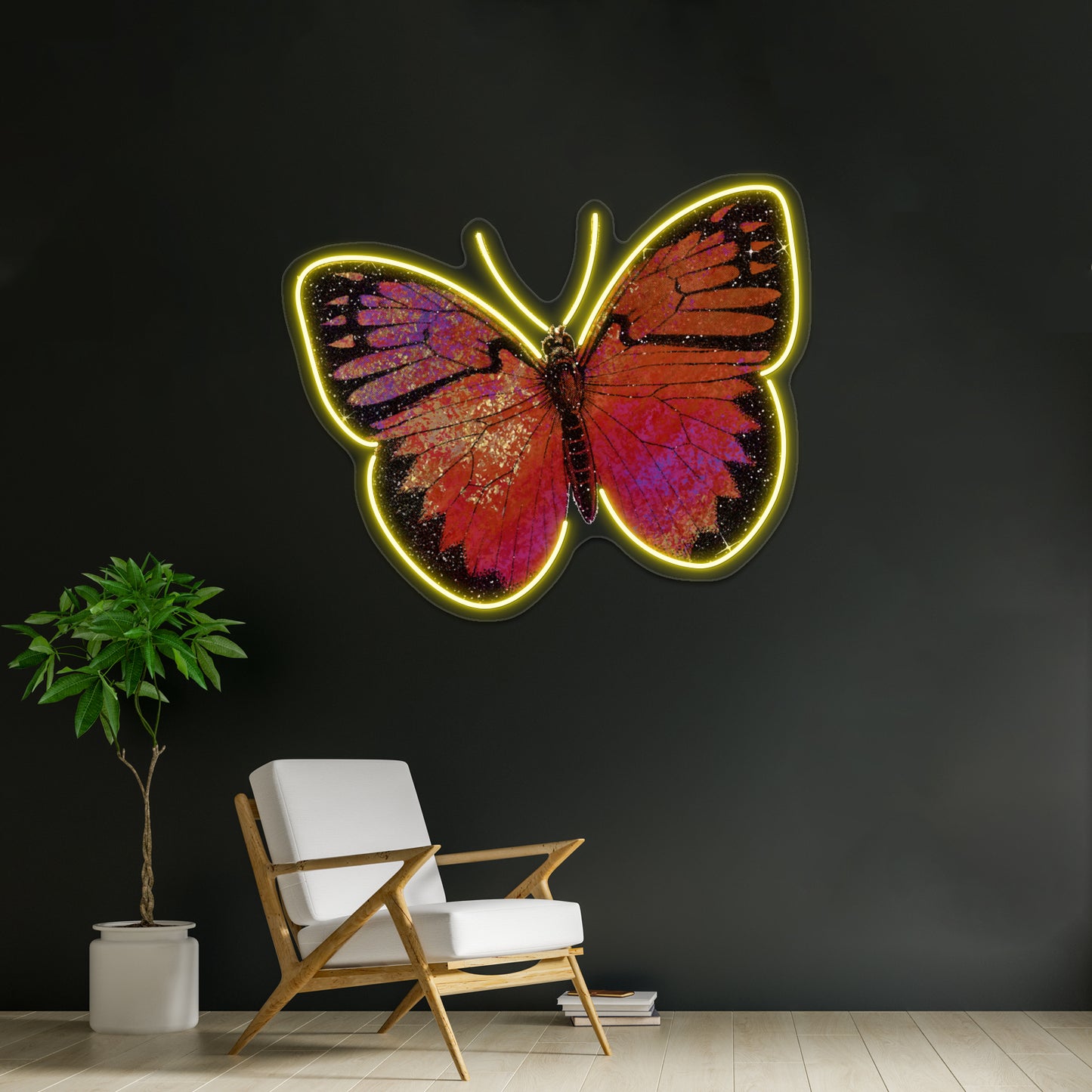 Sparkly Red Butterfly Wall Artwork Neon Signs