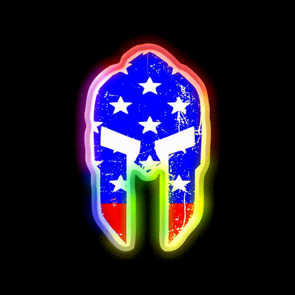 Spartan Helmet America Gym Fitness Led Neon Sign Rgb Color