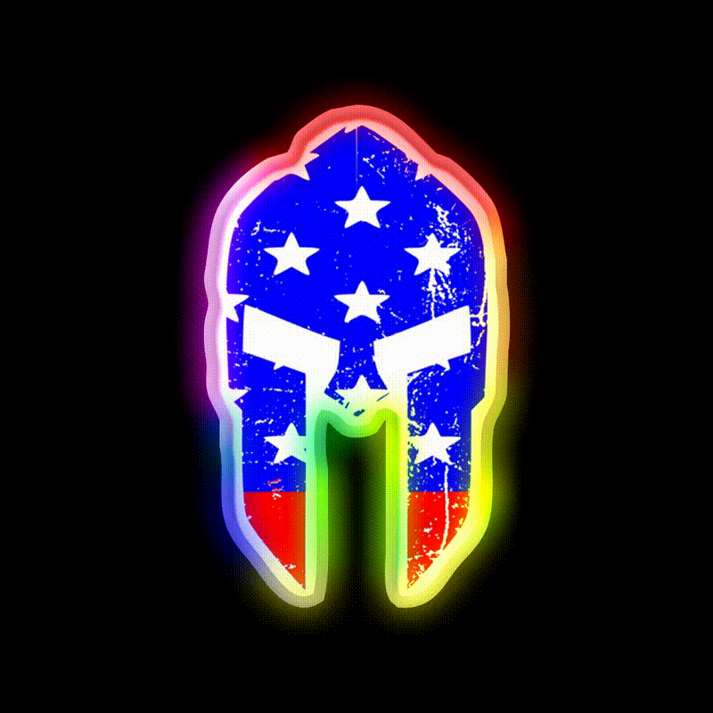 Spartan Helmet America Gym Fitness Led Neon Sign Rgb Color