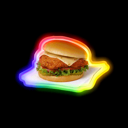 Spicy Chicken Sandwich Fast Food Led Neon Sign For Burger Place Rgb Color - LED neon sign close-up detail