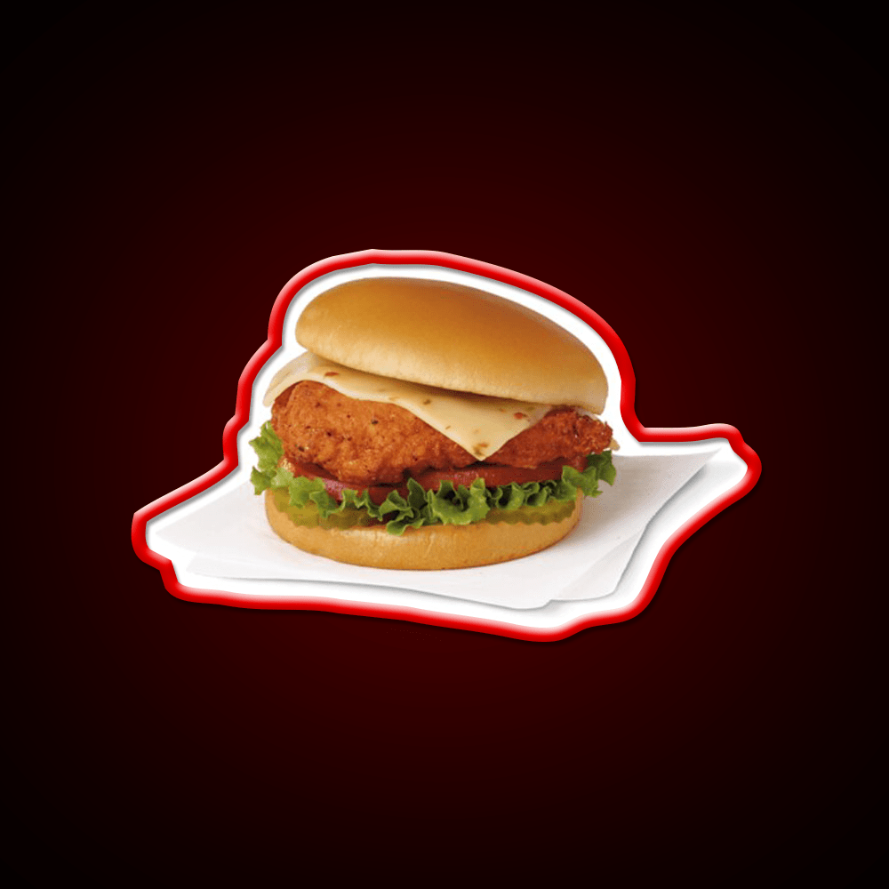 Spicy Chicken Sandwich Fast Food Led Neon Sign For Burger Place Rgb Color - Shineneon