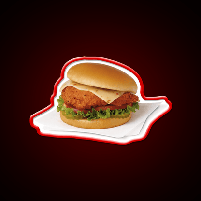 Spicy Chicken Sandwich Fast Food Led Neon Sign For Burger Place Rgb Color - Shineneon