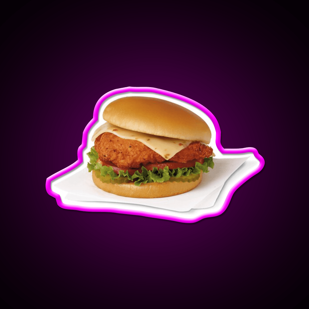 Spicy Chicken Sandwich Fast Food Led Neon Sign For Burger Place Rgb Color - Shineneon