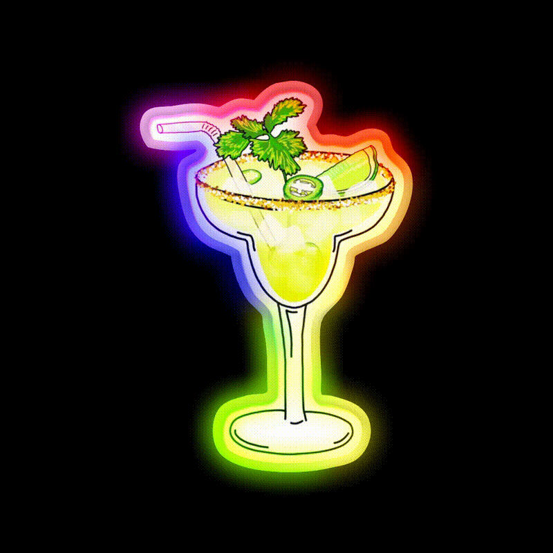Spicy Jalapeno Margarita Cocktail Glass Cocktail Bar Decor Led Neon Sign Rgb Color - LED neon sign close-up detail