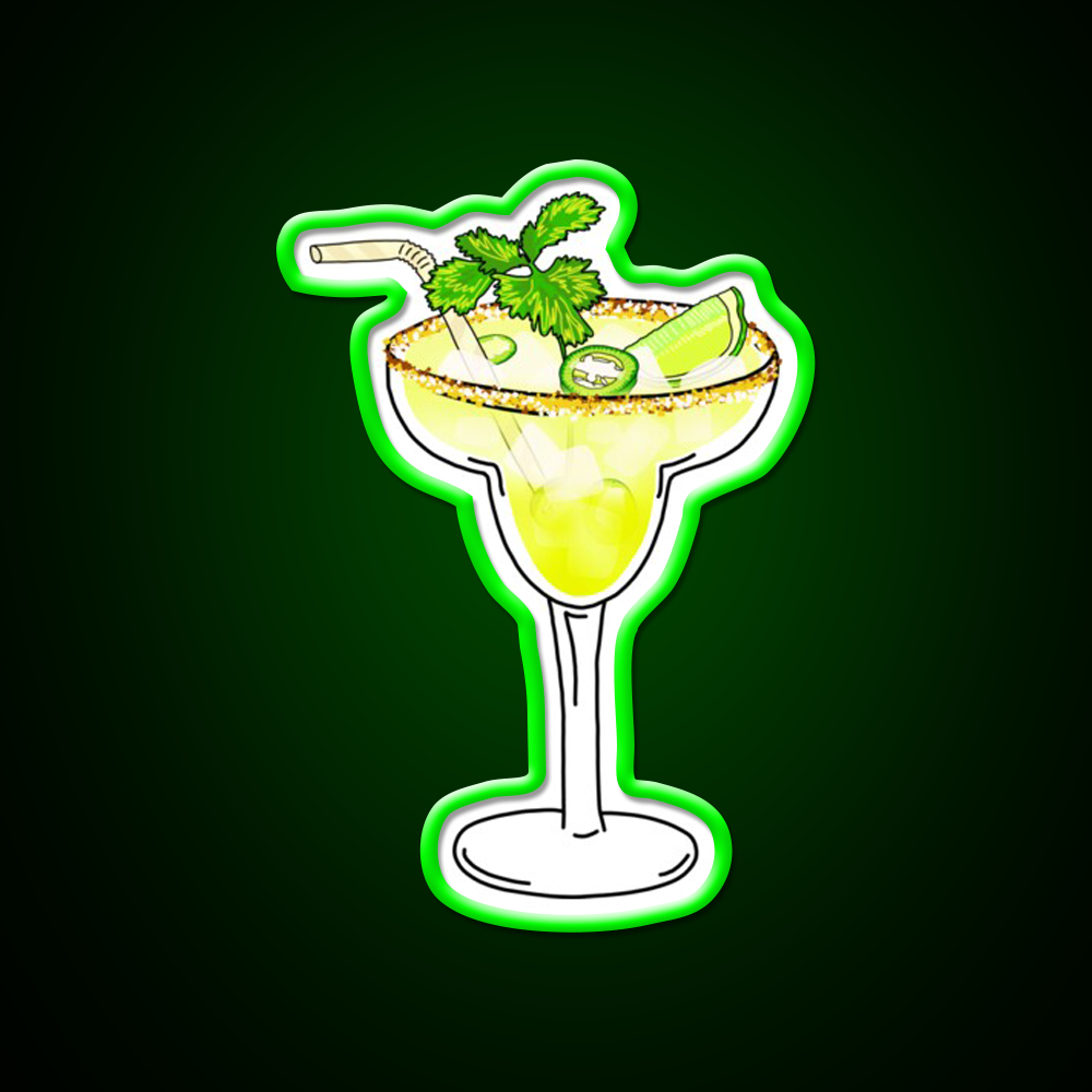 Spicy Jalapeno Margarita Cocktail Glass Cocktail Bar Decor Led Neon Sign Rgb Color - LED neon sign view 8