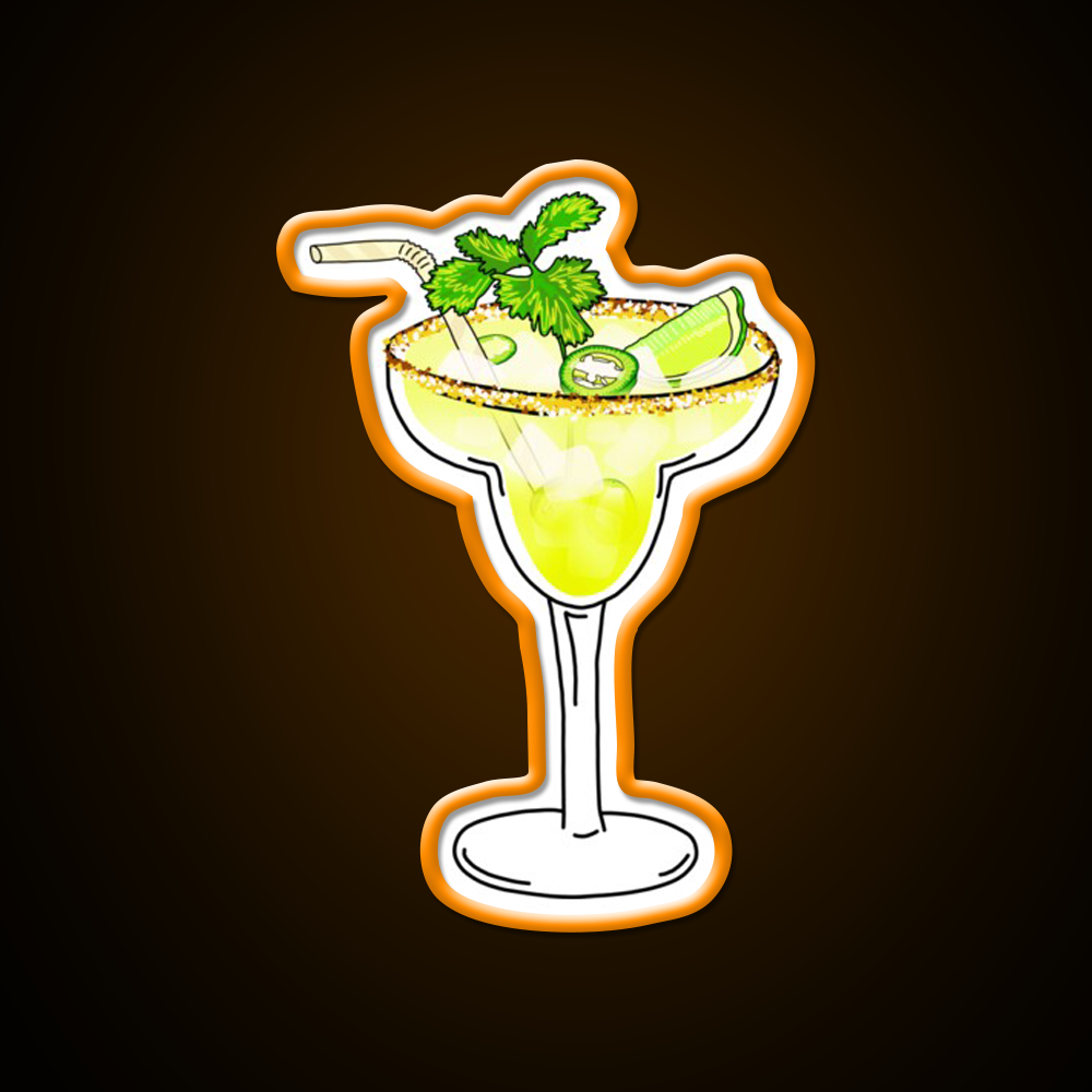 Spicy Jalapeno Margarita Cocktail Glass Cocktail Bar Decor Led Neon Sign Rgb Color - LED neon sign view 6
