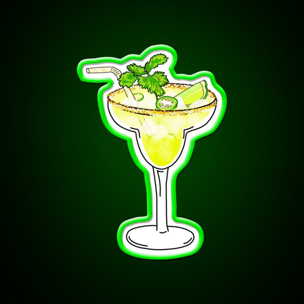 Spicy Jalapeno Margarita Cocktail Glass Cocktail Bar Decor Led Neon Sign Rgb Color - Shineneon