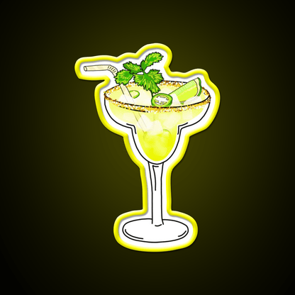 Spicy Jalapeno Margarita Cocktail Glass Cocktail Bar Decor Led Neon Sign Rgb Color - Shineneon