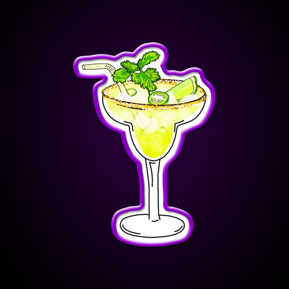 Spicy Jalapeno Margarita Cocktail Glass Cocktail Bar Decor Led Neon Sign Rgb Color - Shineneon