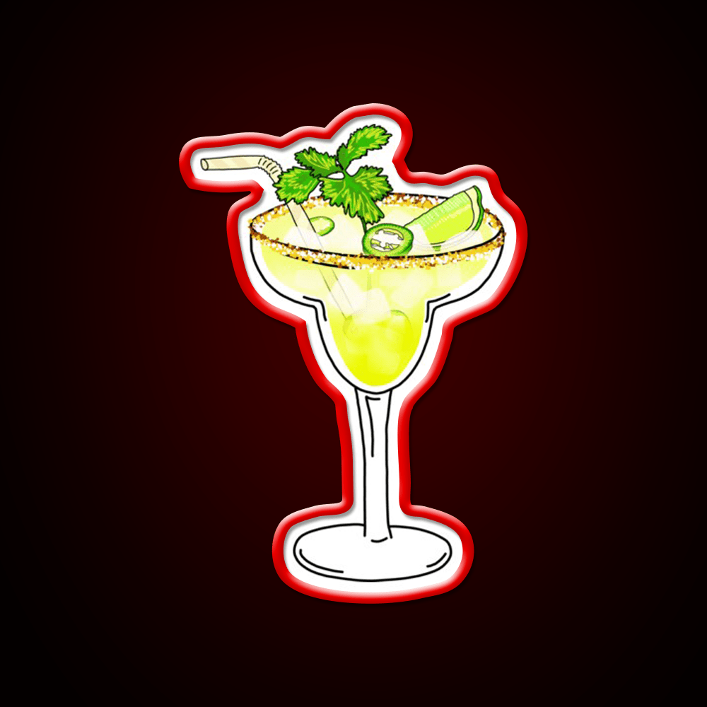 Spicy Jalapeno Margarita Cocktail Glass Cocktail Bar Decor Led Neon Sign Rgb Color - Shineneon