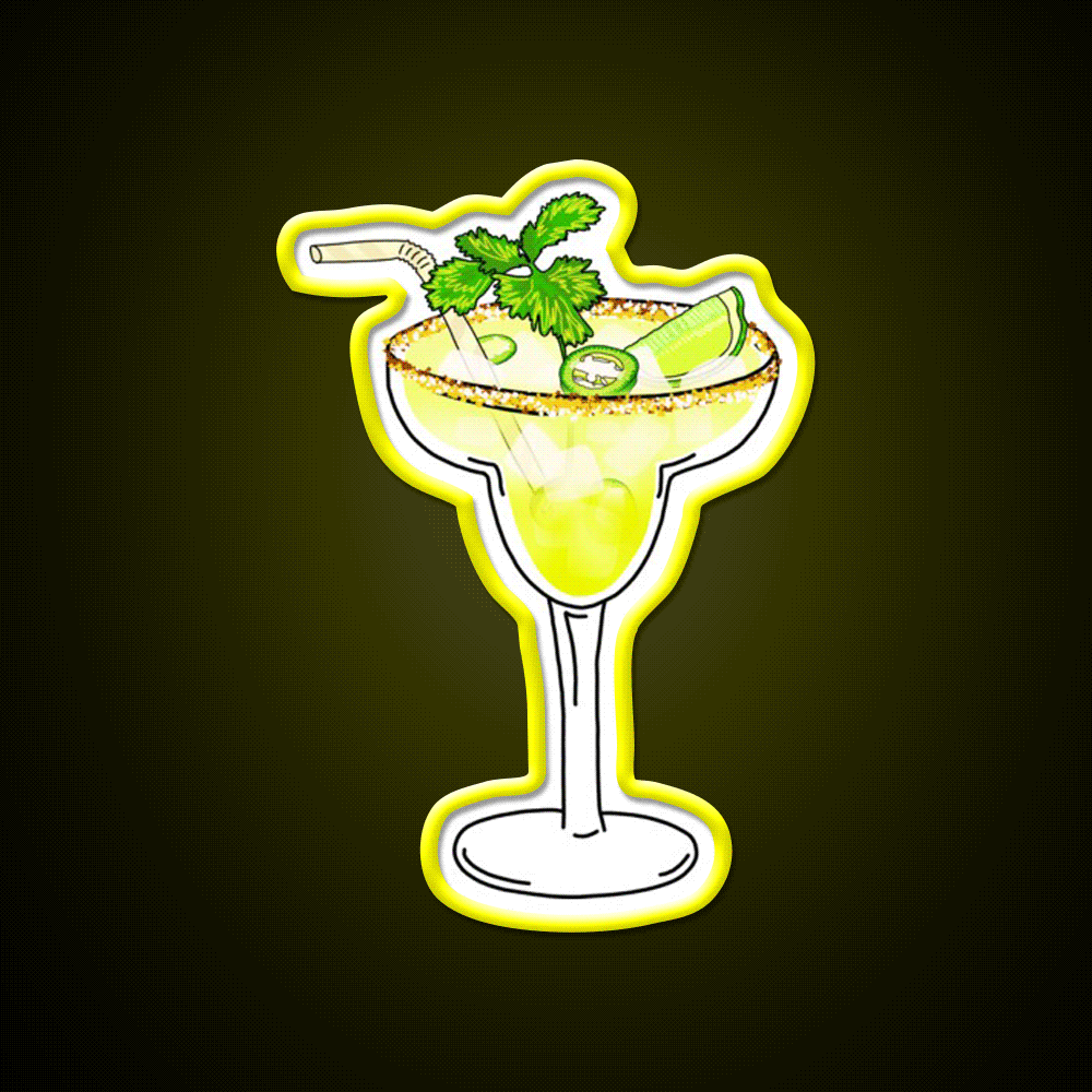 Spicy Jalapeno Margarita Cocktail Glass Cocktail Bar Decor Led Neon Sign Rgb Color - Custom LED neon sign front view