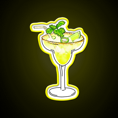 Spicy Jalapeno Margarita Cocktail Glass Cocktail Bar Decor Led Neon Sign Rgb Color - Custom LED neon sign front view