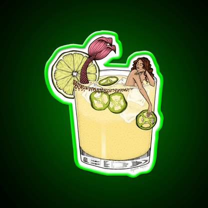 Spicy Margarita Mermaid Cocktail Bar Decor Led Neon Sign Rgb Color - Shineneon