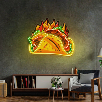 Spicy Taco Vibrant Flame Uv Printed Led Neon Sign For Restaurant Home Decor | Shineneon