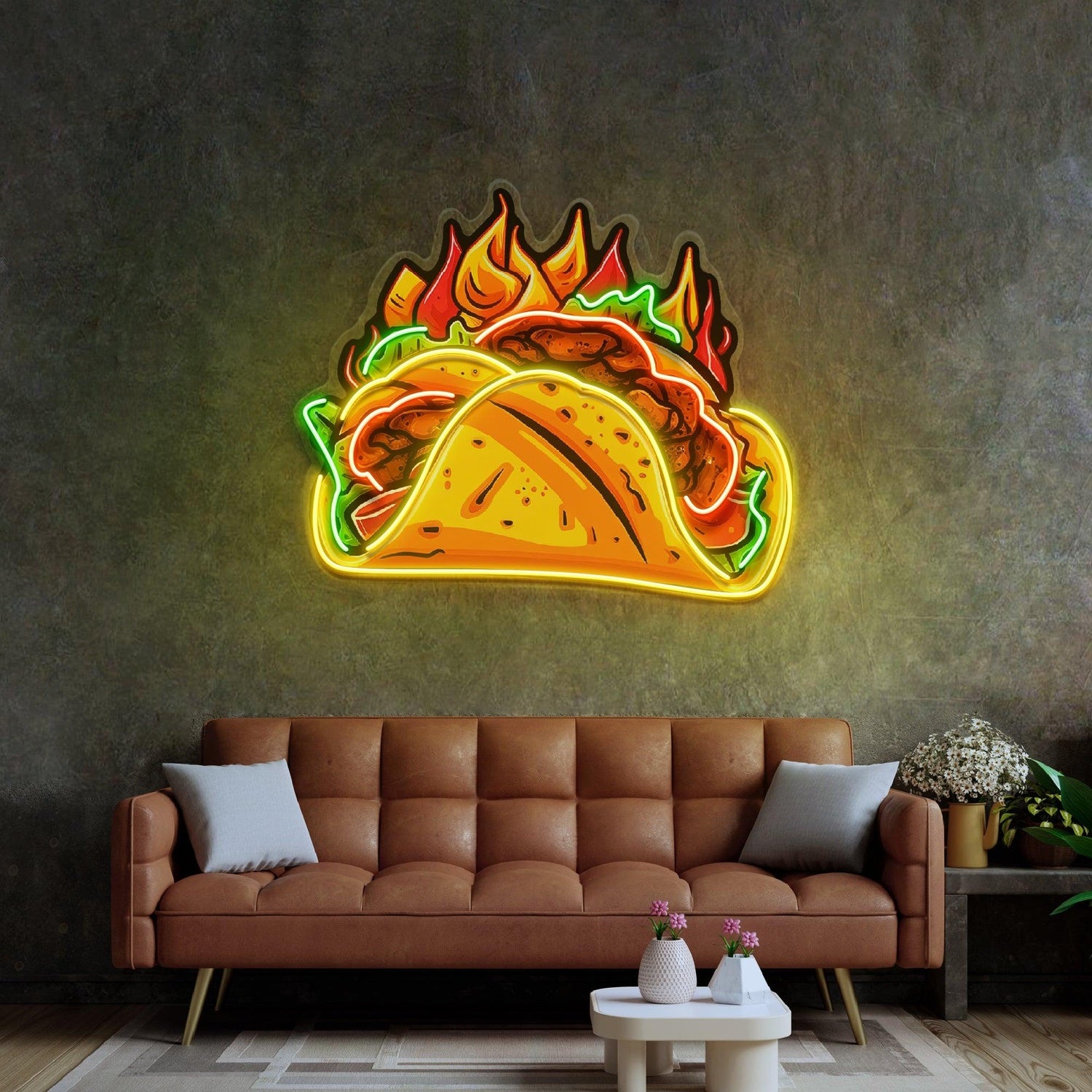 Spicy Taco Vibrant Flame Uv Printed Led Neon Sign For Restaurant Home Decor | Shineneon