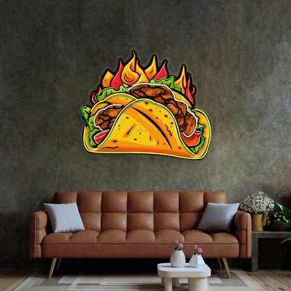 Spicy Taco Vibrant Flame Uv Printed Led Neon Sign For Restaurant Home Decor | Shineneon