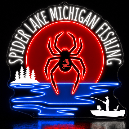Spider Lake Michigan Fishing Custom Led Neon Sign - Shineneon