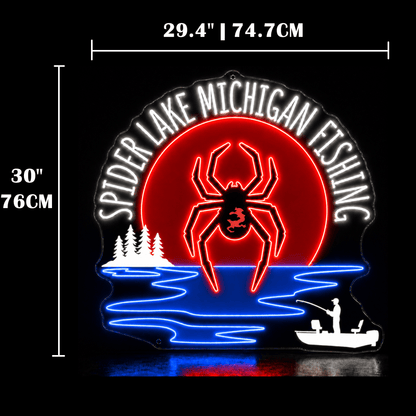 Spider Lake Michigan Fishing Custom Led Neon Sign - Shineneon