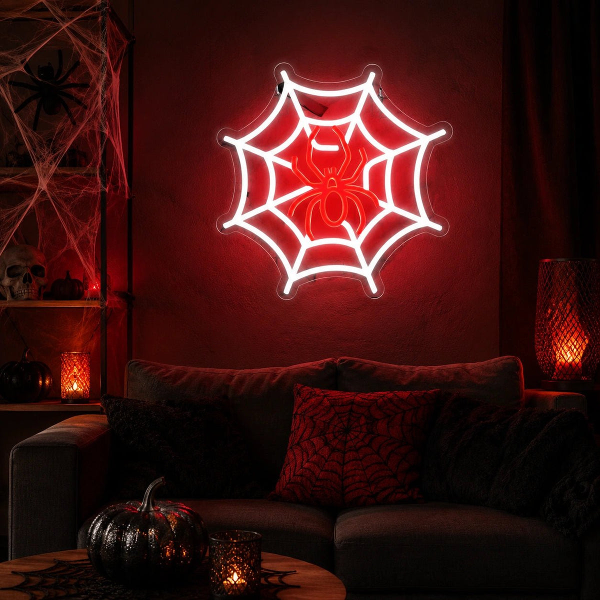 Spider On Web LED Neon Sign - Shineneon