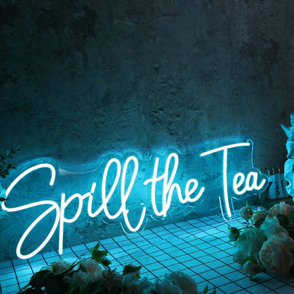 Spill The Tea Blue Led Neon Sign For Fun And Social Spaces - Shineneon
