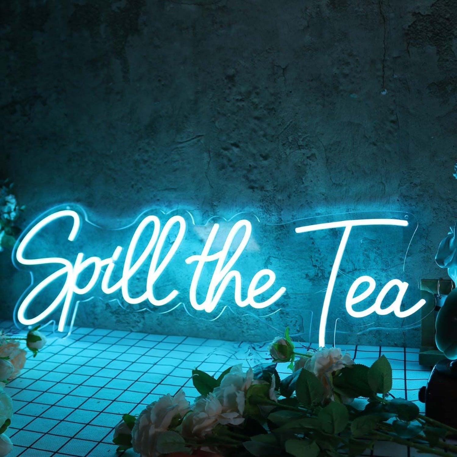 Spill The Tea Blue Led Neon Sign For Fun And Social Spaces - Shineneon