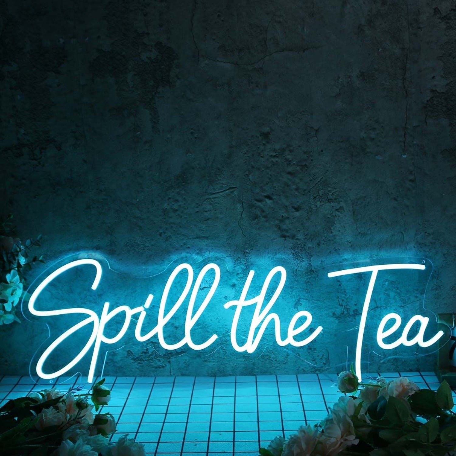 Spill The Tea Blue Led Neon Sign For Fun And Social Spaces - Shineneon