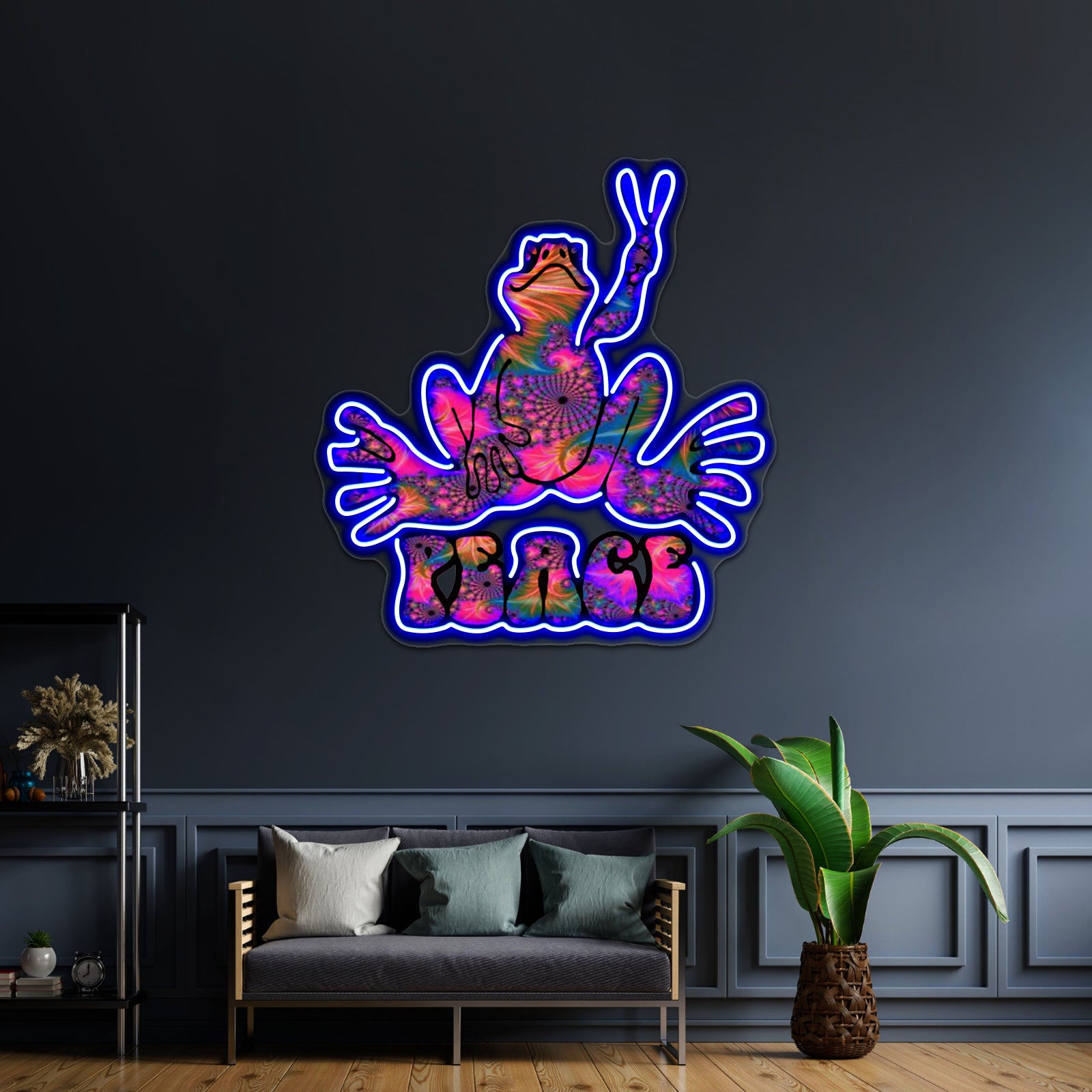Spiral Colorful Peace Frog Wall Artwork Neon Signs | Shineneon