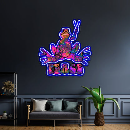 Spiral Colorful Peace Frog Wall Artwork Neon Signs