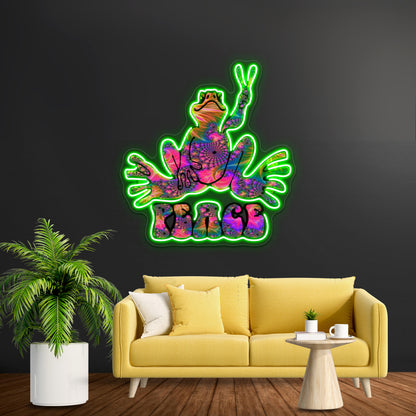 Spiral Colorful Peace Frog Wall Artwork Neon Signs