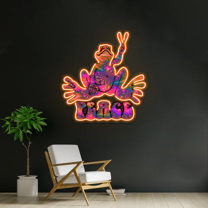 Spiral Colorful Peace Frog Wall Artwork Neon Signs | Shineneon