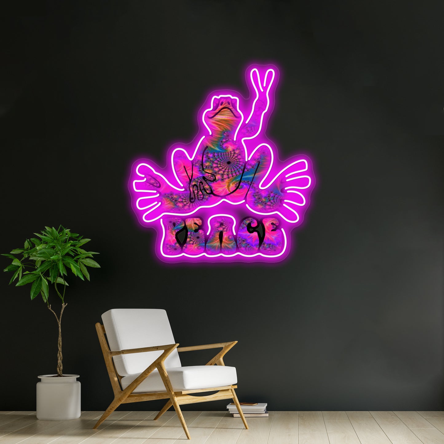 Spiral Colorful Peace Frog Wall Artwork Neon Signs