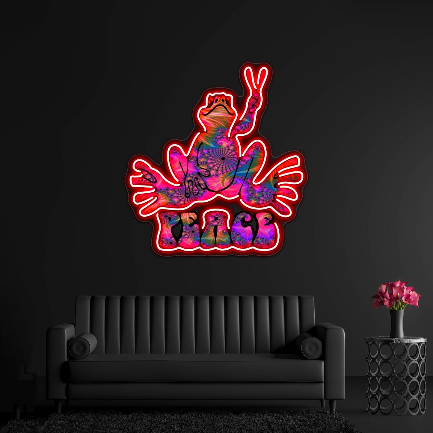 Spiral Colorful Peace Frog Wall Artwork Neon Signs