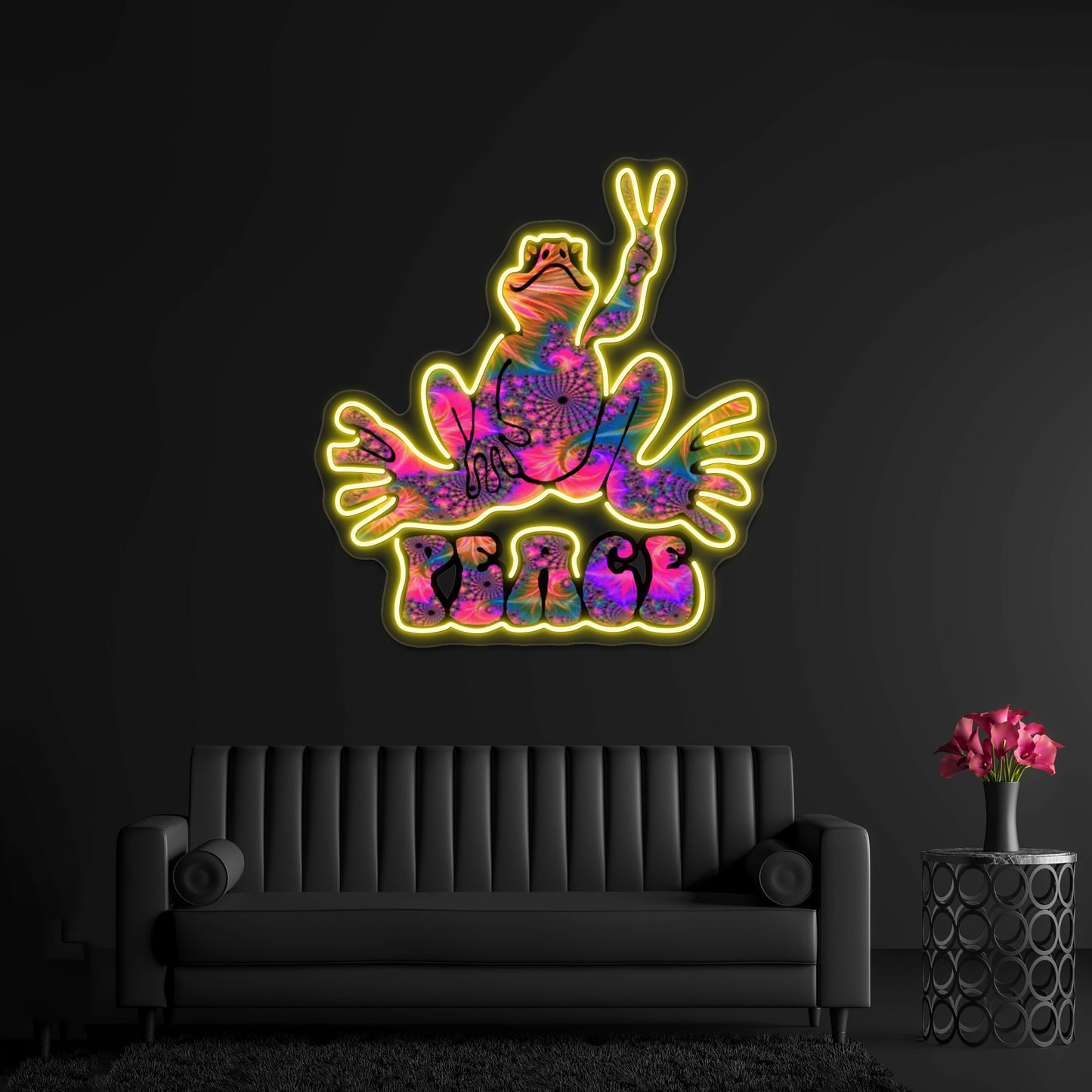 Spiral Colorful Peace Frog Wall Artwork Neon Signs