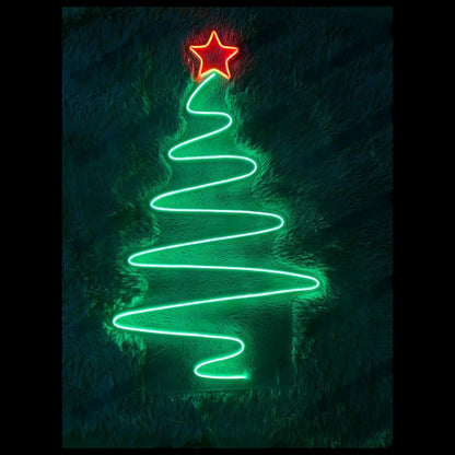 Spiral Green Red Star Christmas Tree Led Neon Sign For Home Bar Decor | Shineneon
