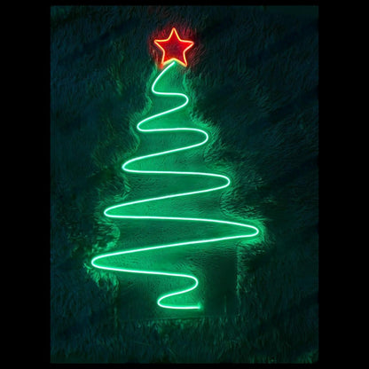 Spiral Green Red Star Christmas Tree Led Neon Sign For Home Bar Decor | Shineneon