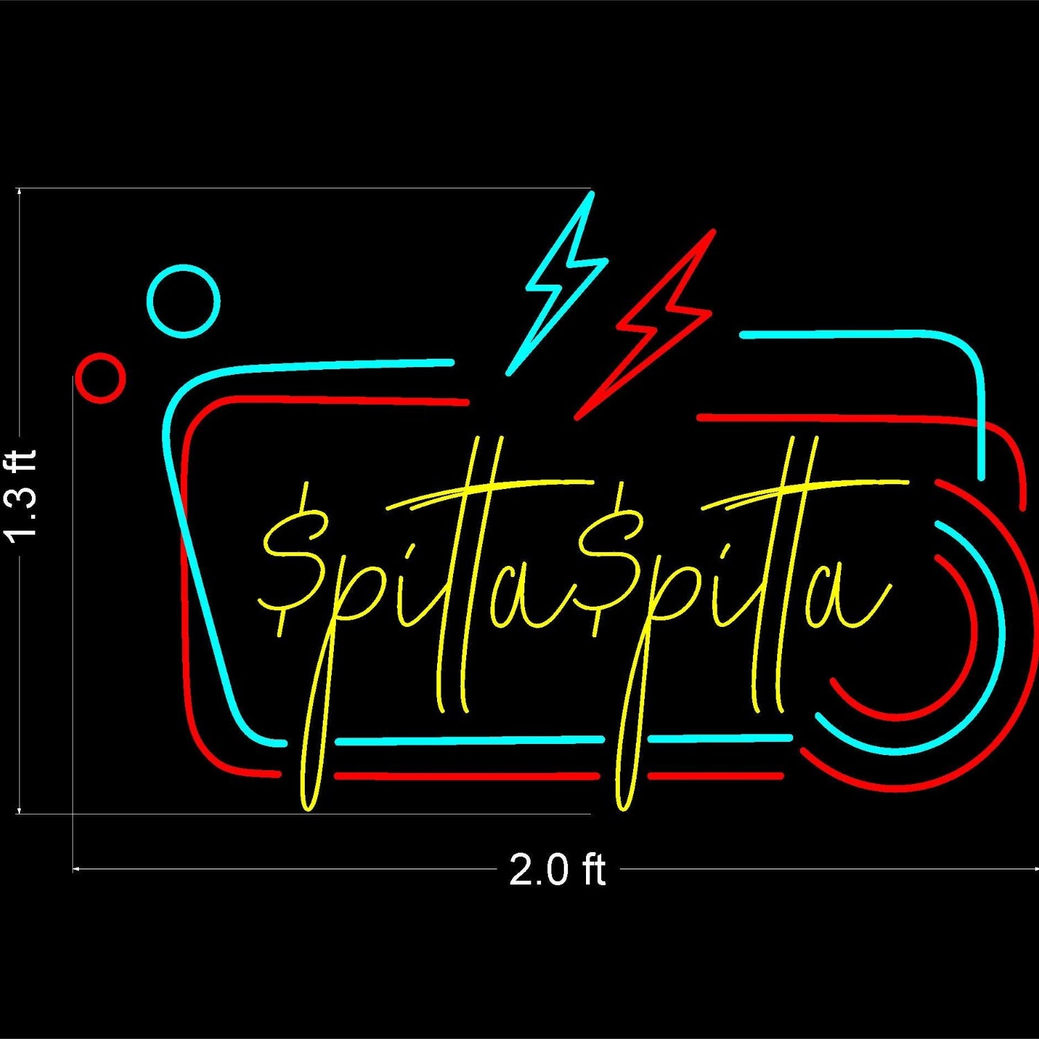 Spittaspitta Camera Lightning Multicolor Led Neon Sign For Trendy Bars Shops | Shineneon